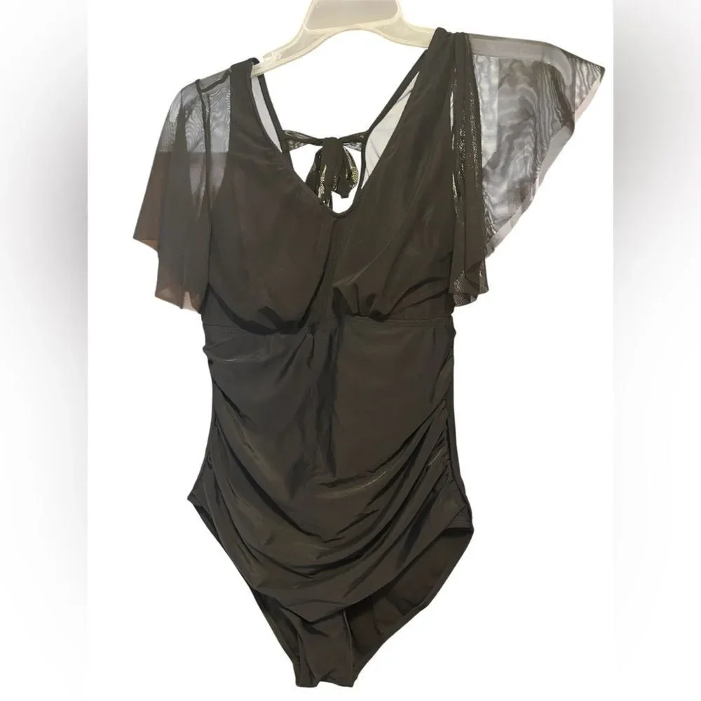 NWT BloomChic Black Swimsuit with Sheer Detail